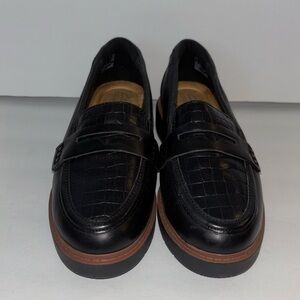 New Clarks Westlynn Ayla Loafers Black Slip-On Size 6.5 6 1/2 W Wide Shoes